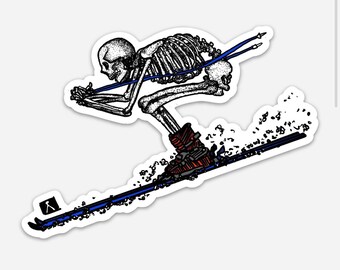 BellavanceInk: Skeleton Skiing Downhill Vinyl Sticker