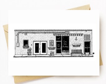 BellavanceInk: Greeting Card With A Pen & Ink Drawing Of Cou Cou Rachou Bakery in Charlottesville, Virginia  5 x 7 Inches