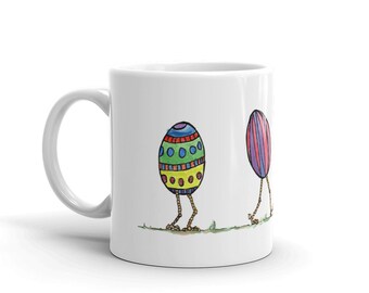BellavanceInk: White Coffee Mug With Easter Egg Family Walking Together