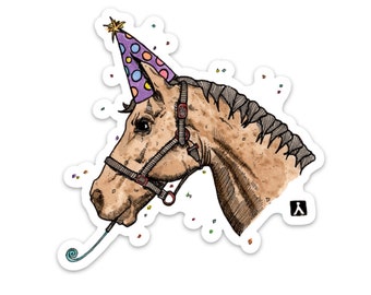 BellavanceInk: Party Horse Ink / Acquerello Style Vinyl Sticker Illustration