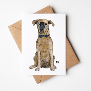 BellavanceInk : carte de félicitations pour mariage avec chien tenant des alliances, 5 x 7 pouces