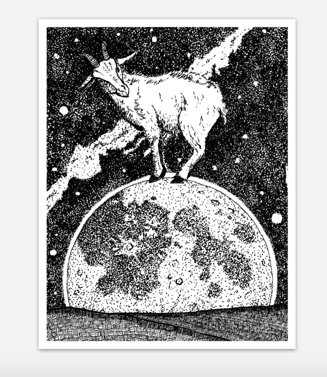 Bellavanceink: Pen & Ink Sketch Cosmic Goat Sticker Pen and Ink ...
