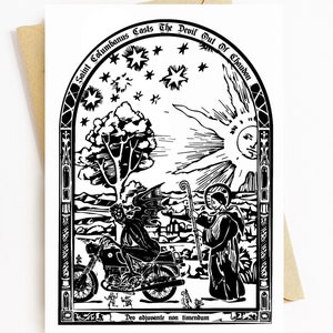 BellavanceInk: Greeting Card Of Saint Columbanus Patron Saint Of Motorcyclists 5 x 7 Inches