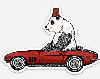 BellavanceInk: Panda Shriner Driving Their Car With A Fez Vinyl Sticker