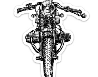 BellavanceInk : illustration d'autocollant en vinyle vintage pour moto R65 Cafe Racer allemande