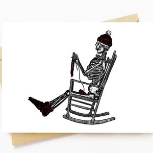 BellavanceInk: Carte de vœux avec tricot squelette dans leur chaise berçante 5 x 7 pouces