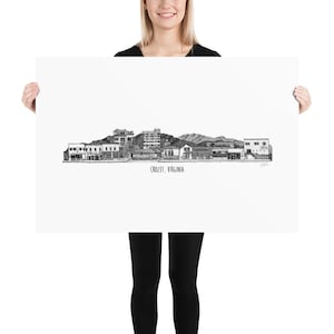 BellavanceInk: Crozet Virginia Skyline With Local Businesses Pen And Ink Drawing