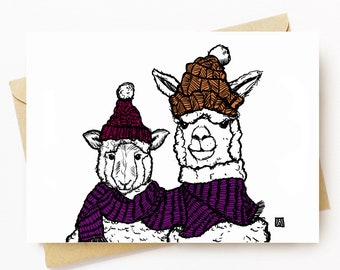 BellavanceInk: Grußkarte mit einem Schaf- und Alpaka-Freund zusammen, 5 x 7 Zoll