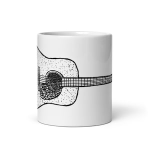 BellavanceInk: Coffee Mug With A Vintage Acoustic Guitar D18 Style Musical Instrument Pen And Ink Drawing