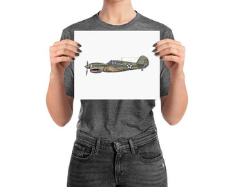 BellavanceInk: Pen & Ink Drawing/Watercolor of a P40 Warhawk (Limited Prints Also Available)