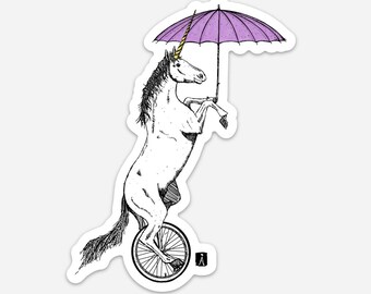 BellavanceInk: Unicorn On A Unicycle Vinyl Sticker