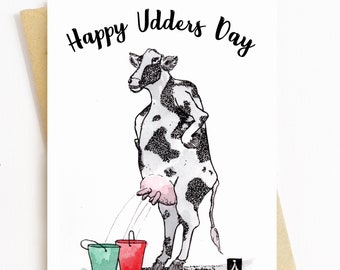 BellavanceInk: Mother's Day Card With "Happy Udder's Day" Cow Graphic 5 x 7 Inches
