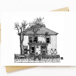 BellavanceInk: wenskaart met een pen &inkt tekening van het beste Thaise restaurant in Charlottesville Monsoon Siam 5 x 7 inch