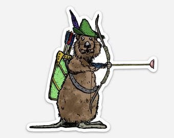 BellavanceInk: Robin Hood Quokka With A Quiver Vinyl Sticker