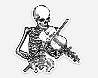 BellavanceInk: Pen And Ink Skeleton Playing The Fiddle/Violin Hand Drawn Illustration