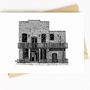 BellavanceInk: Wenskaart met een pen &inkt tekening van het lokale restaurant in Charlottesville 5 x 7 inch
