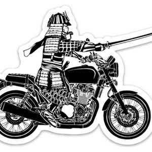 BellavanceInk: Samurai On A Motorcycle Vinyl Sticker Illustration