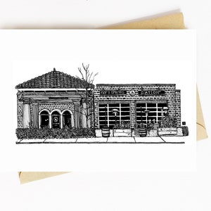 BellavanceInk: Grußkarte mit Federzeichnung von Fry es Spring Station Restaurant Charlottesville 15 x 19 Zoll