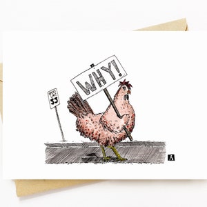 BellavanceInk: Tarjeta de felicitación con Why Did The Chicken Cross The Road 5 x 7 pulgadas
