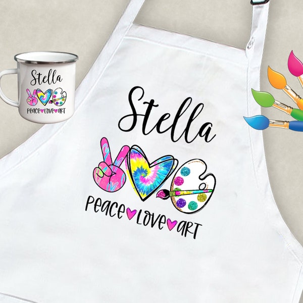 Tie Dye Art Apron - Personalized Craft Smock with Artist Pocket