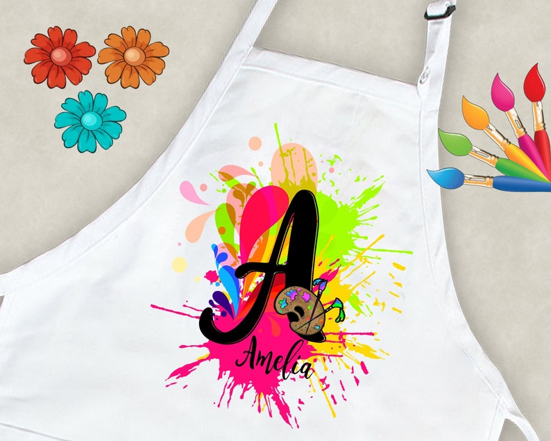 Art Colorful personalized adjustable apron for kids, girl, teena Art Colorful personalized adjustable apron for kids, girl, teena