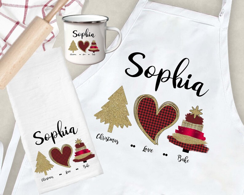 baking apron Customized Apron Christmas love bake Christmas custom Apron Personalized Apron