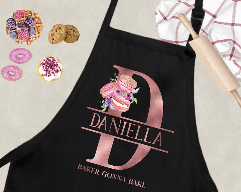 Macaron Apron Rose Gold Macaron Custom Monogram Apron Macaron Etsy
