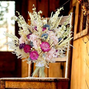 Light pink bridal bouquet, Cream bouquet, Dried flower bouquet, Boho bouquet, Mauve dried flowers bouquet, Summer bouquet with dried flowers