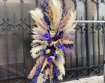 Purple boho flower arch, Pampas arch,  Wedding pampas arch, Purple wedding arrangement, Summer floral arch, Spring dried wedding arrangement