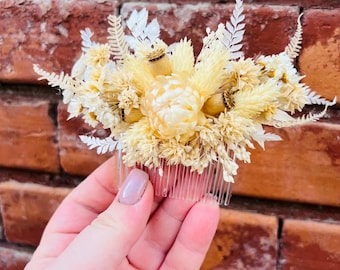 Morceau de cheveux de fleurs séchées, Peigne à cheveux orange rouille, Morceau de cheveux de mariée, Casque Boho, Morceau de cheveux rustique, Morceau de cheveux de mariage, Morceau de cheveux Boho