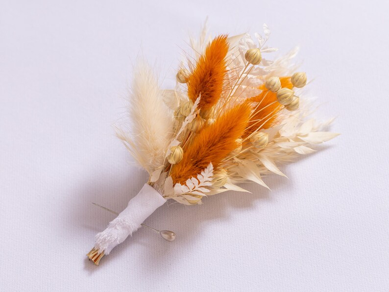 Orange Dried Flowers Bouquet Rust Bridal Bouquet Dried Etsy