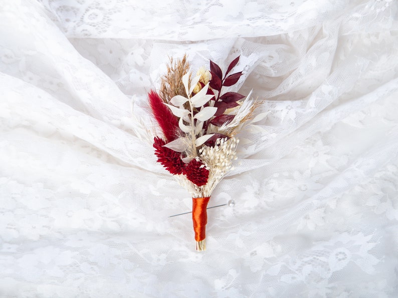 Pampas Grass Boutonniere Dried Flower Wedding Boutonniere Etsy
