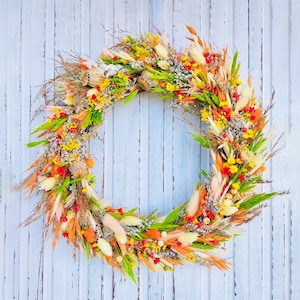 Dried flower wreath, Summer door wreath, Home decor, Natural dried flowers decor, Preserved wreath, Spring flower wreath, Colorful wreath