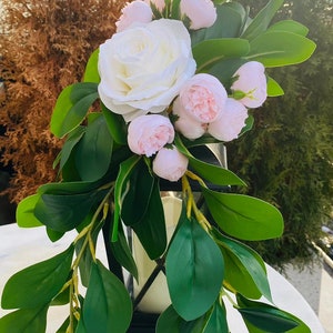 Rustikale Laterne Hochzeit Herzstück Dekor mit künstlichen Blumen Bild 4