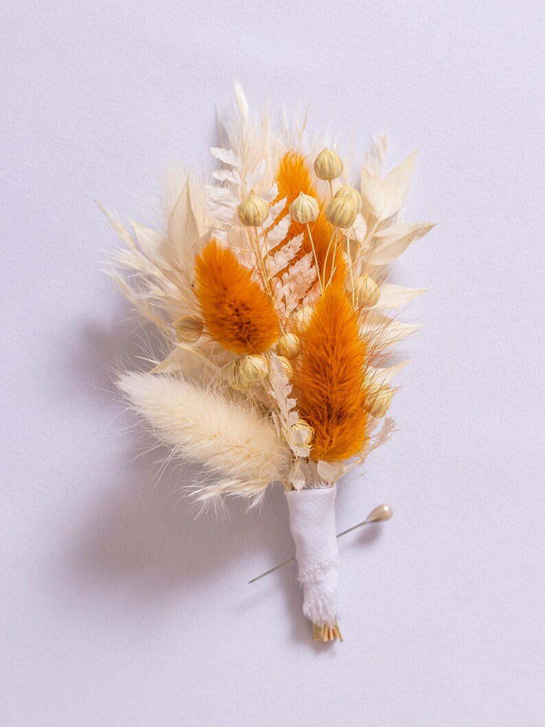 Orange Dried Flowers Bouquet Rust Bridal Bouquet Dried Etsy