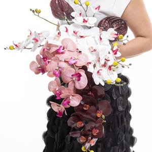 Pink orchid bridal bouquet, Burgundy orchid wedding bouquet,  White cascade bouquet, White Wedding bouquet, Tropical orchid wedding bouquet