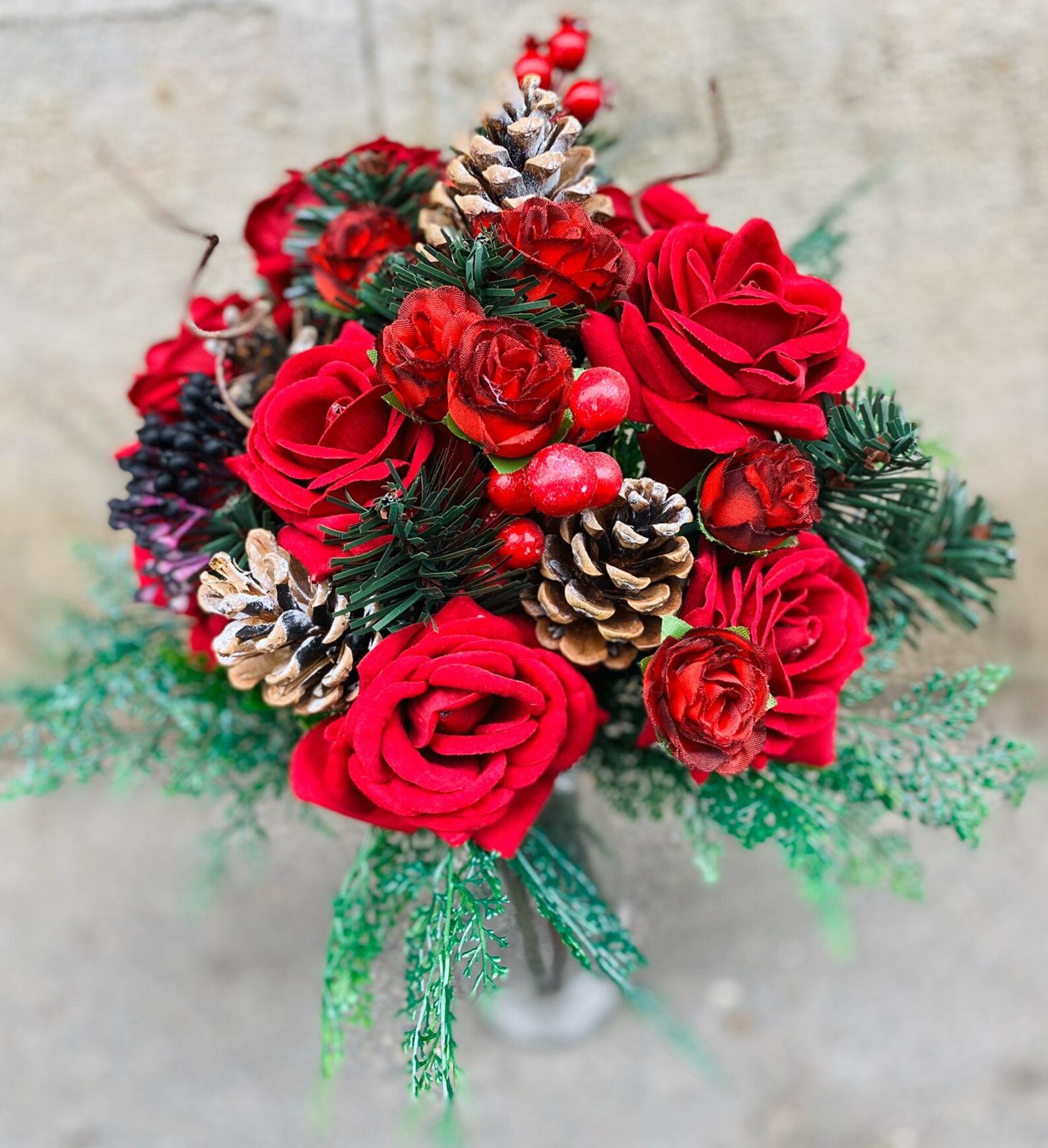 Red rose Christmas bouquet Red roses wedding bouquet Etsy