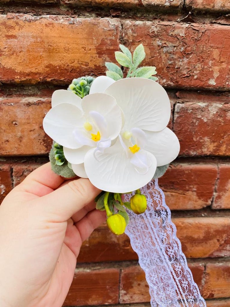 Orchid Wrist Corsage White Corsage Prom Wrist Corsage Lace Etsy