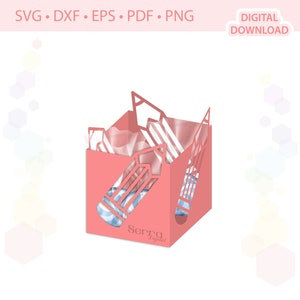 Pencil treat box template .svg .dxf .eps .pdf .png