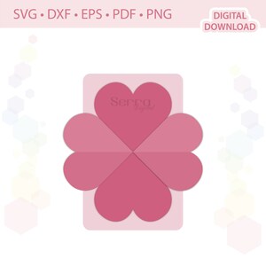 Tarjeta de explosión emergente de corazón Plantilla de tarjeta del día de San Valentín .svg .dxf .eps .pdf .png