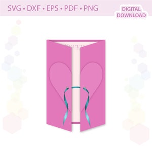 Heart gate-fold card Valentine&#39;s Day Card Wedding Invitation template .svg .dxf .eps .pdf .png