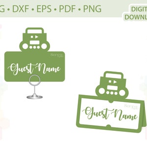 Plantilla de tarjeta de nombre de lugar Boombox .svg .dxf .eps .pdf .png