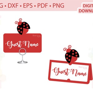 Ladybug Place card Modello di carta nome .svg .dxf .eps .pdf .png