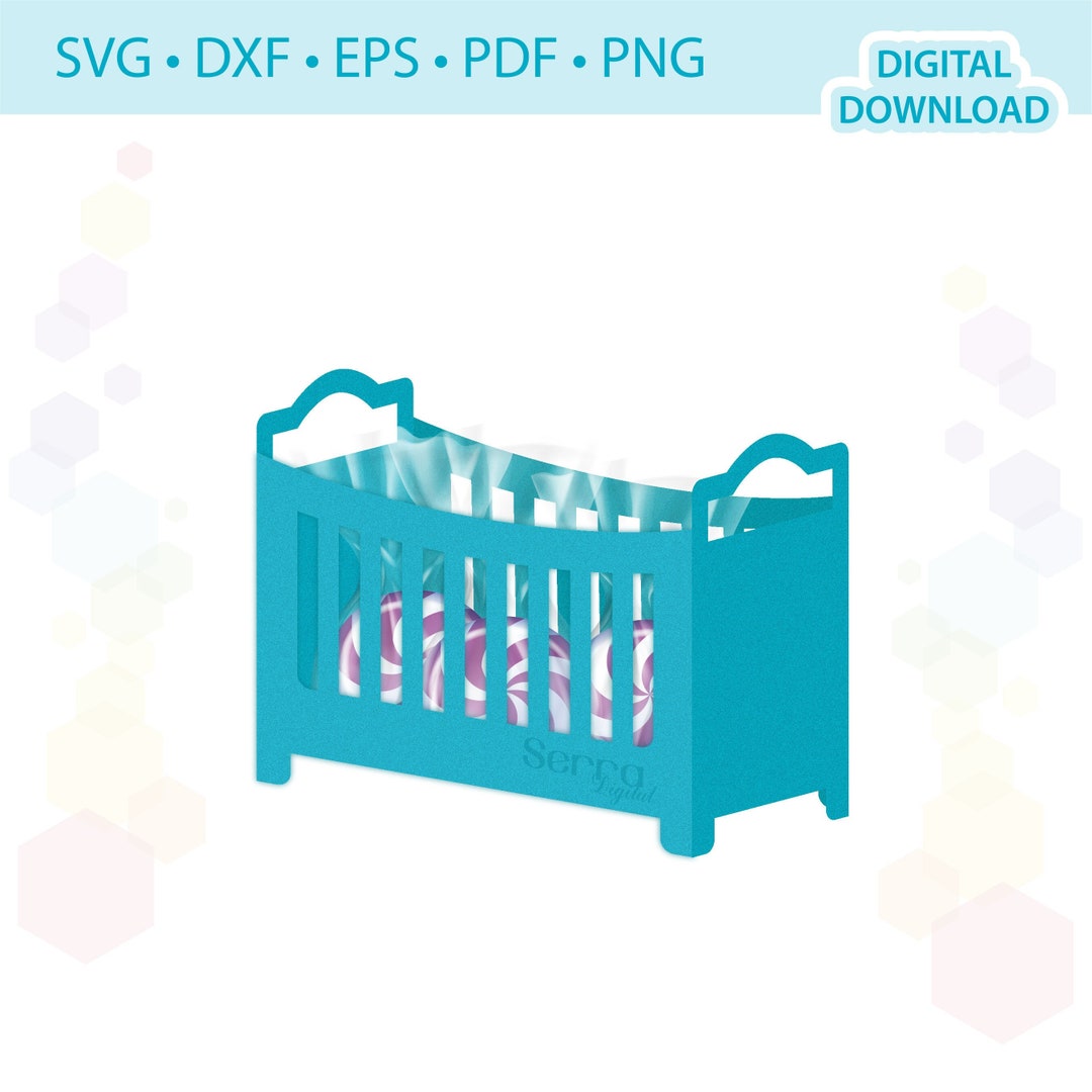 Baby Crib Favor Box Template .svg .dxf .eps .pdf .png Etsy