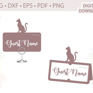 Modelo de cartão de nome Cat Place .svg .dxf .eps .pdf .png