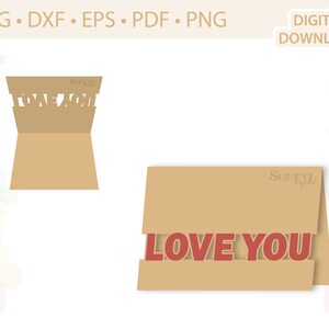 Tarjeta Love You, plantilla de tarjeta de San Valentín .svg .dxf .eps .pdf .png
