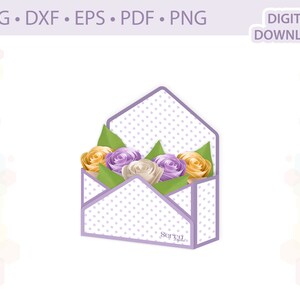 封筒ボックス 紙の花のディスプレイボックス ギフトボックス テンプレート .svg .dxf .eps .pdf .png