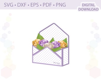 Envelope box Paper flower display box Gift box template .svg .dxf .eps .pdf .png