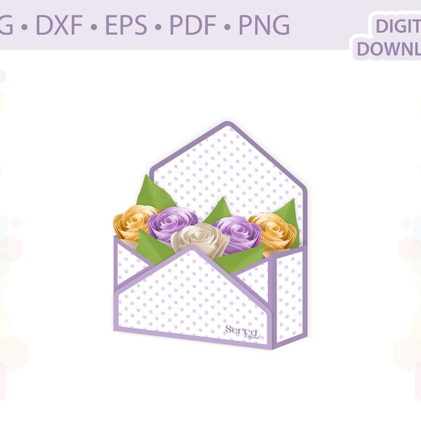 Envelope box Paper flower display box Gift box template .svg .dxf .eps .pdf .png