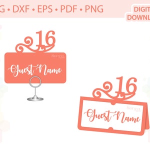 16. Geburtstagskarte, Sweet Sixteen Platz Name Karte Vorlage .svg .dxf .eps .pdf .png